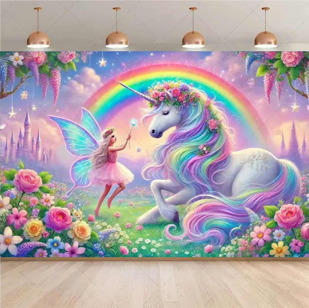 Pink 3D Magical Unicorn and Fa - Photography Zone System ulasan dan harga