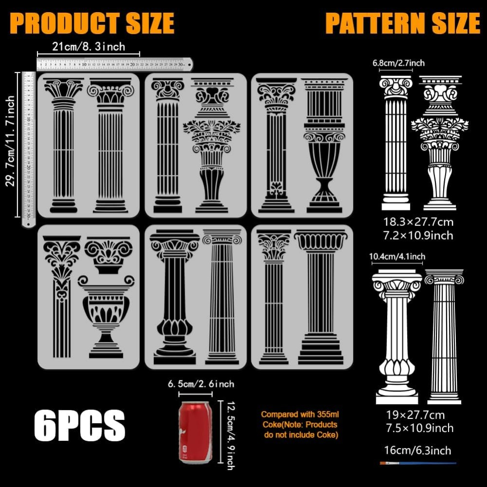 6 PCS Roman Column Stencils fo - Photography Technique ulasan dan harga