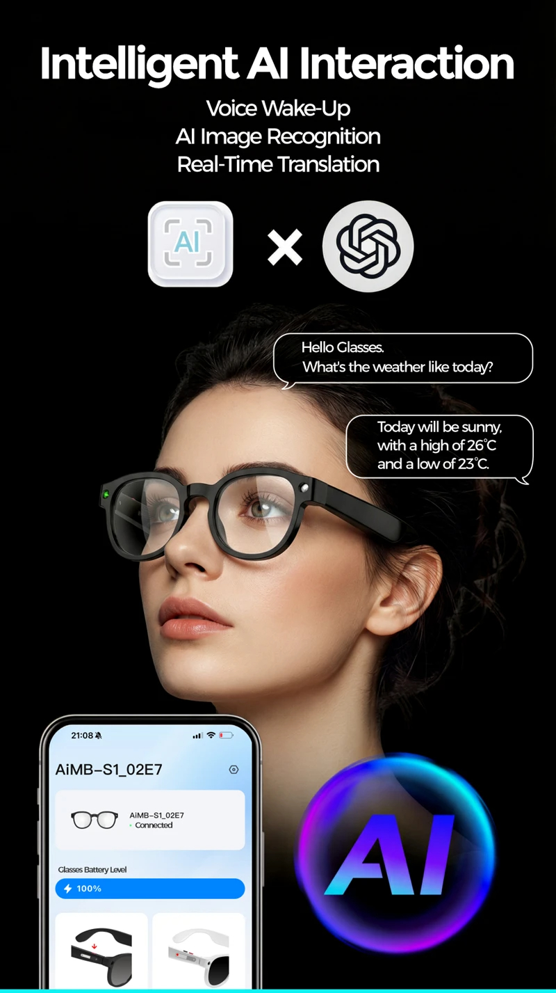 Smart AI Glasses 8MP HD 4K Sho - Photography With Ai ulasan dan harga