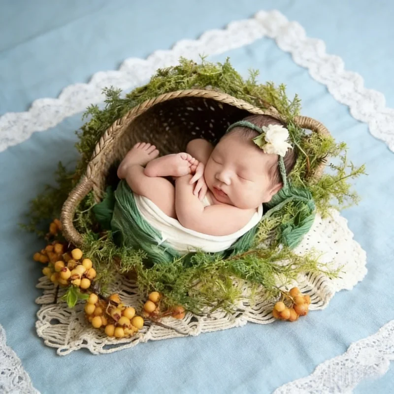 Round Rattan Woven Basket with - Photography Framing ulasan dan harga