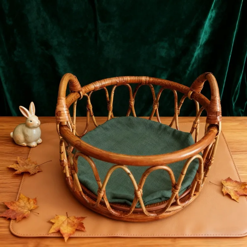 Round Rattan Woven Basket with - Photography Framing ulasan dan harga