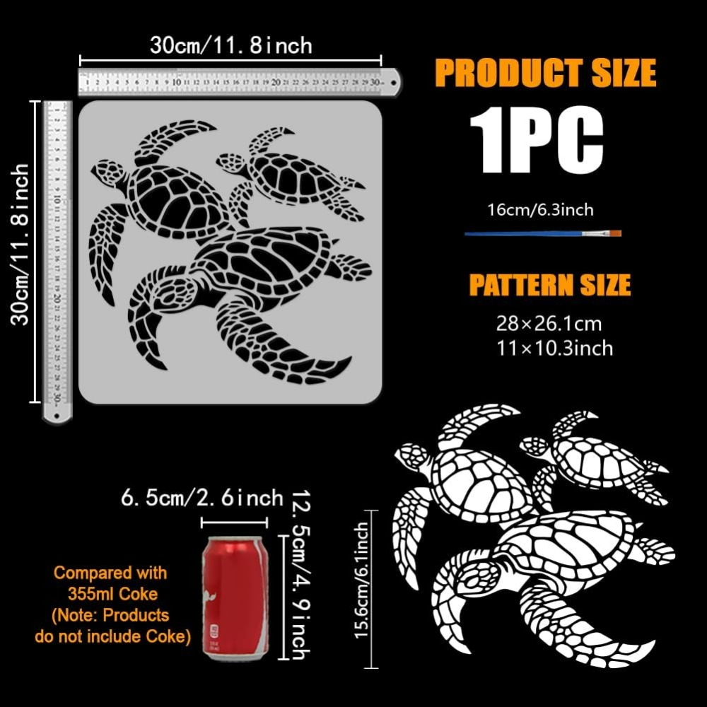 Turtles Stencil for Painting w - Photography Technique ulasan dan harga