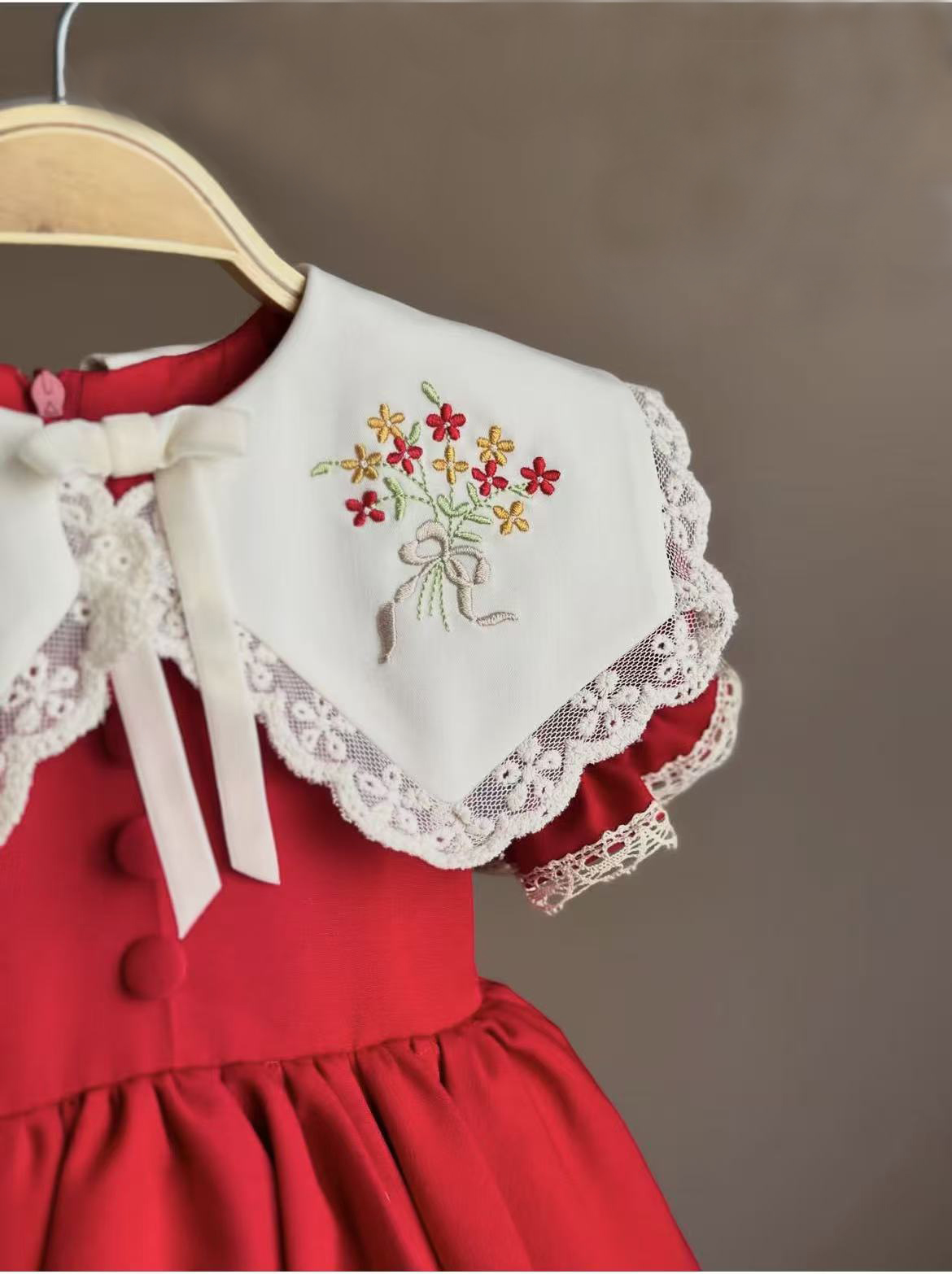 0-12Y Baby Girl Summer Red Emb - Photography Vintage Style ulasan dan harga