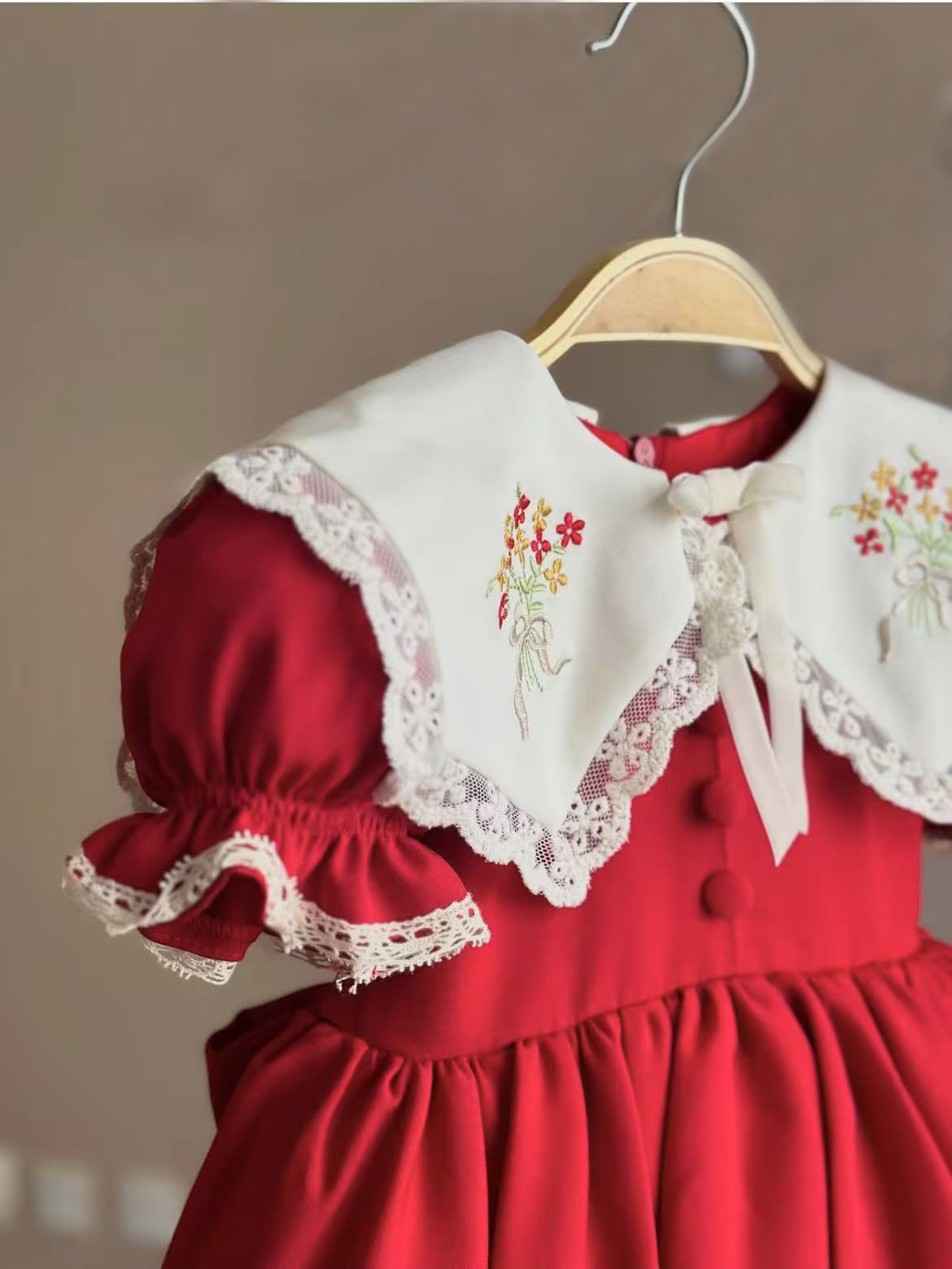 0-12Y Baby Girl Summer Red Emb - Photography Vintage Style ulasan dan harga